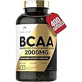 BCAA Amino Acids | 2000mg | 400 BCAA Capsules | Non-GMO, Gluten Free Branch Chain Amino Acids Supplements | by Carlyle