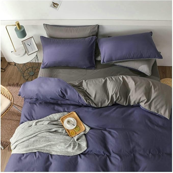 Aeici Duvet Cover Set 150 x 200 cm and Duvet 200 x 230 cm TwoTone Reversible Bed Linen 4Piece