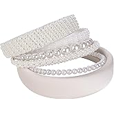 Zifengcer White Pearl Headbands for Women, 6 Pack Faux Pearl Hair Accessories, Wedding Bridal Hairbands,diademas para mujer de moda,fashion accessories,beaded headband head band