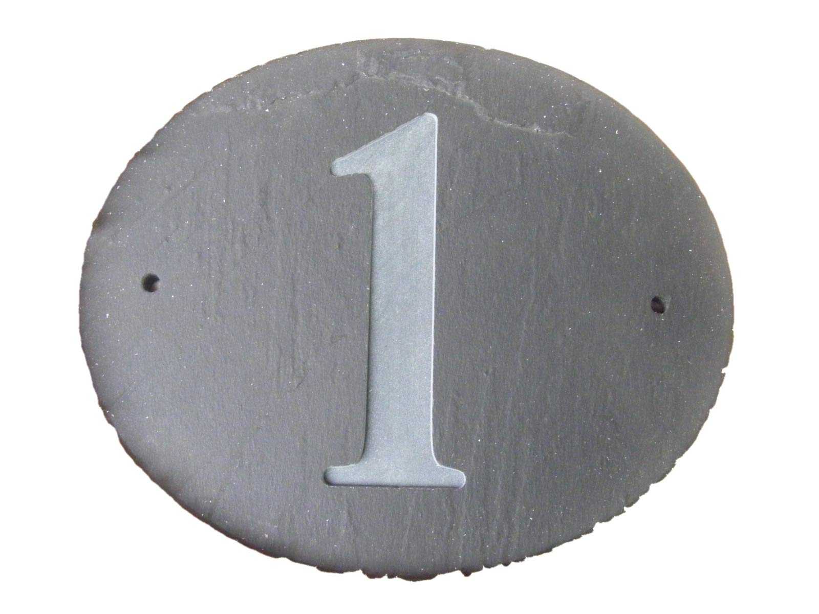 OVAL NATURAL GREY SLATE HOUSE DOOR NUMBER 7" x 6" DEEPLY ENGRAVED NATURAL SURFACE SIGN PLAQUE HOUSE WARMING GIFT (175 x 150mm) ROUND UK (1)