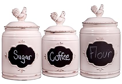 Amazoncom Home Essentials S3 Ivory Chalkboard Canisters Home