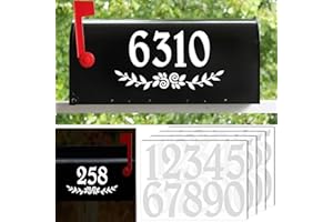 HLARTNET 3 Inch Reflective White Mailbox Numbers Stickers, 4 Set Waterproof Rustic Mailbox Decal, Self Adhesive Vinyl Number for Mail box, Door, Garbage Bins