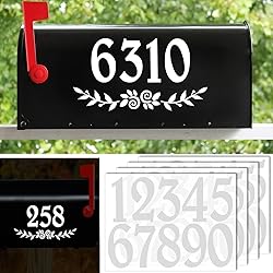 3 Inch Reflective White Mailbox Numbers Stickers, 4