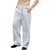 OYOANGLE Men's Drawstring Waist Baggy Sweatpants Wide Leg Loose Workout Athletic Gym Pants with Pockets