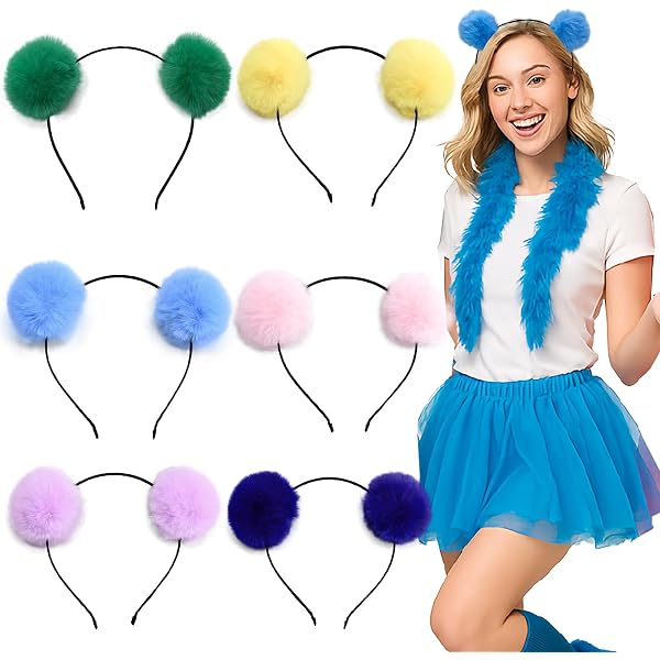 Amazon.com: ZIRICHER 6 Pcs Bear headbands Pom Pom Headbands  display picture 2