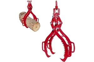 ZUUGHAY 28" Log Tongs, 4 Claw Lifting, Eagle Claws Design Grapple Heavy Duty, Loading Capacity 2260 lbs, Skidding Tongs for Forklifts, Trucks, Tractors, ATVs Red