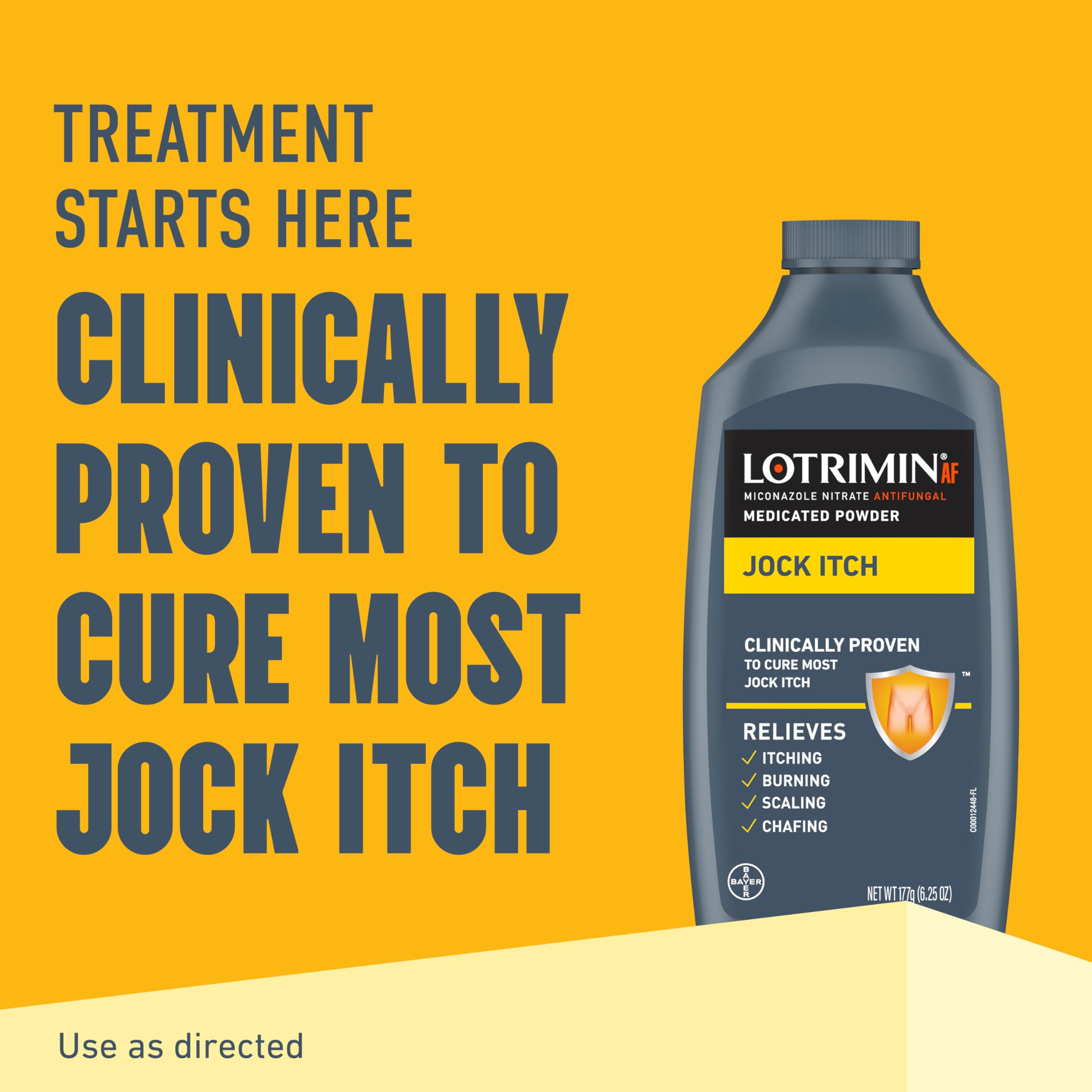 Lotrimin Antifungal Jock Itch Medicated Powder with Miconazole Nitrate, Jock Itch Treatment for Men, Women, and Kids Over The Age of 2, 6.25 oz Bottle