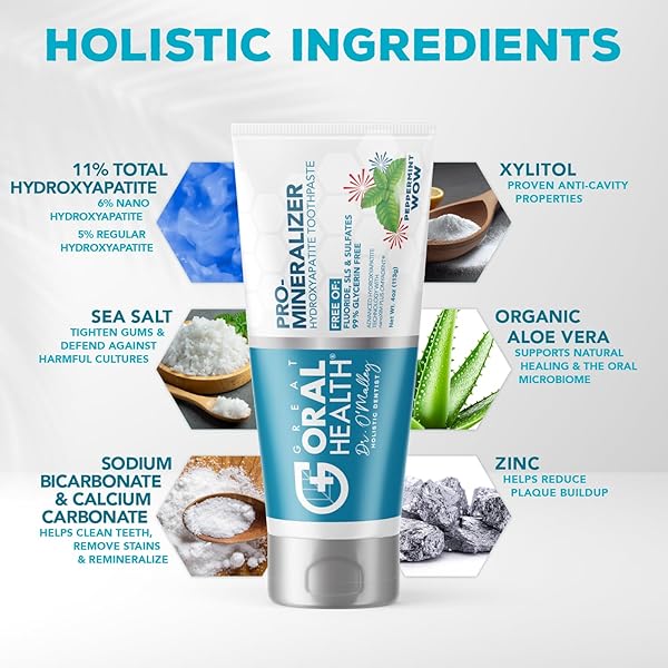 NANO HYDROXYAPATITE TOOTHPASTE FLUORIDE-FREE, PRO MINERALIZER TOOTHPASTE: DENTIST FORMULATED REMINERALIZING ANTI CAVITY XYLITOL TOOTHPASTE, ENAMEL SUPPORT SENSITIVE TEETH TOOTHPASTE – PEPPERMINT WOW