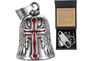 CTZSR Motorcycle Bell Guardian Angel Charm - Weather-resistant Good Luck Gremlin Bells With Gift Box, Legend Card, Keychain, Hanger