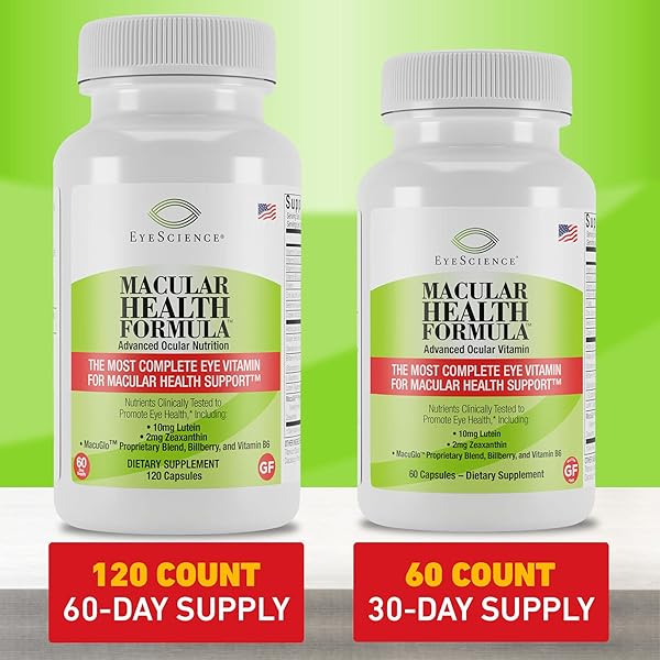 EYESCIENCE MACULAR HEALTH BEYOND AREDS2 FORMULA, ADVANCED OCULAR VITAMIN – CONTAINING LUTEIN, ZEAXANTHIN, BILBERRY, AND VITAMINS C, D, E, AND B6 (60 DAY SUPPLY)