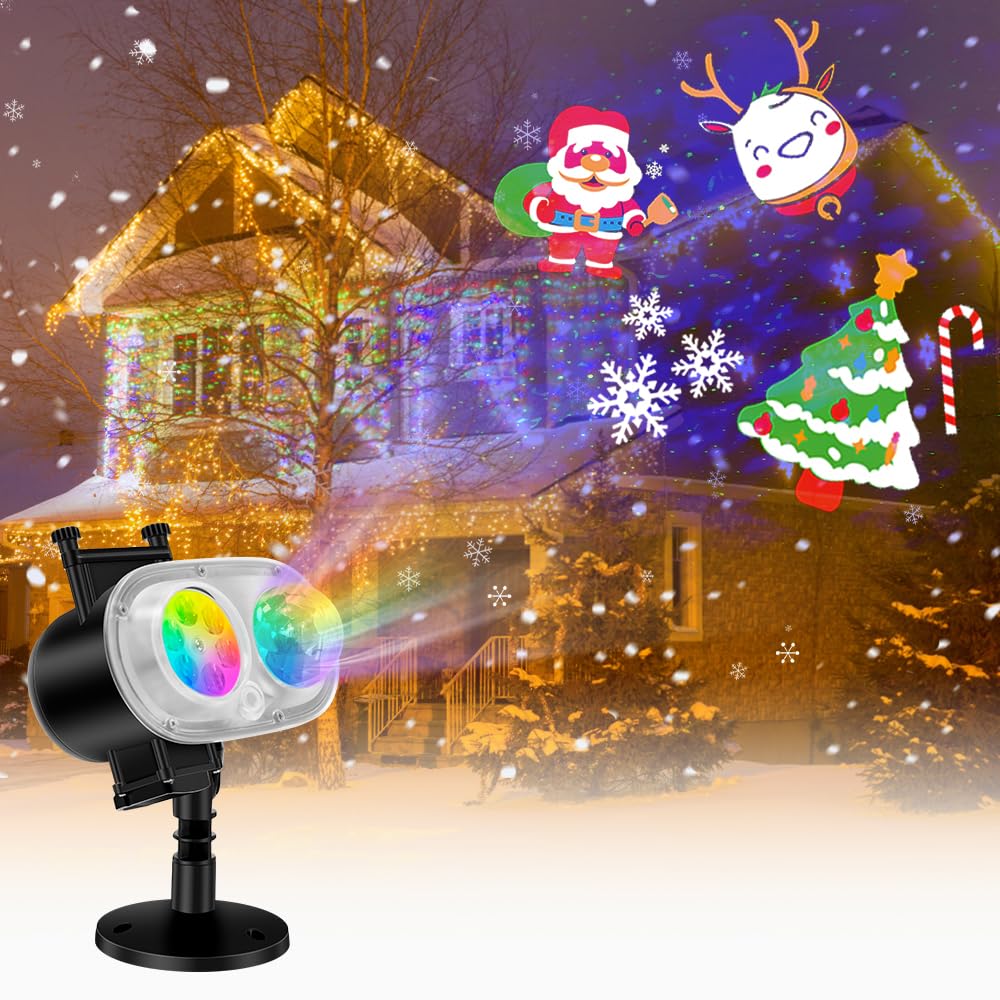 Photo 1 of Holiday Projector Lights Outdoor, 2-in-1 HD LED Outdoor Projectors with Remote Control Timer, 3D Ocean Wave & 4 Patterns Waterproof Lanscape Lights for Indoor Valentine Xmas Halloween Holiday Party