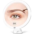 Fabuday 20X Lighted Magnifying Mirror, Upgraded Lighted Makeup Mirror with Magnification, LED Magnified Mirror with Suction Cup for Bathroom, Light Up Mirror for Makeup, Portable Travel Mirror