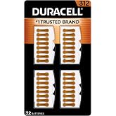 Duracell Hearing Aid Batteries Brown Size 312, 32 Count Pack, 312A Size Hearing Aid Battery with Long-Lasting Power, Extra-Long EasyTab Install for Hearing Aid Devices