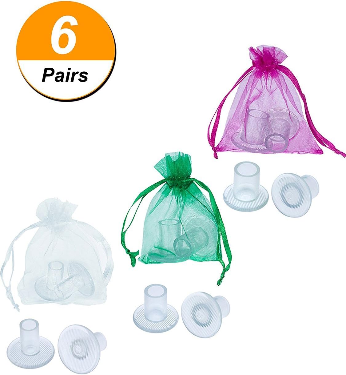 6 Pairs High Heel Protectors Heel Stoppers, Small/Middle/Large (Transparent)