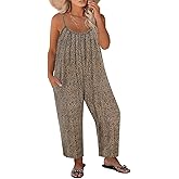 RITERA Plus Size Romper For Women Sleeveless Jumpsuits Adjustable Strap Long Wide Leg Pant Side Pocket Dressy Flowy XL-5XL
