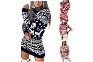 Christmas Sweater Dresses for Women Sweatshirts Vintage Crewneck Cute Plus Size Funny Tops Ugly Holiday Santa Tacky Dress