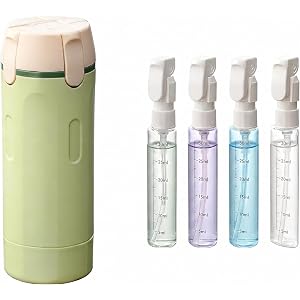 4-in-1 Travel Dispenser Bottle, Essential Leak-Proof Refillable Pump Travel Size Toiletry Bottles, Portable Dispenser for Sha