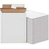 FVIEXE 100 Pack 7x9 Inch Rigid Mailers, Self Seal Photo Document Mailer Cardboard Mailing Envelopes Stay Flat Mailers for CD, Photos, Document, Pictures, Papers, Files, White