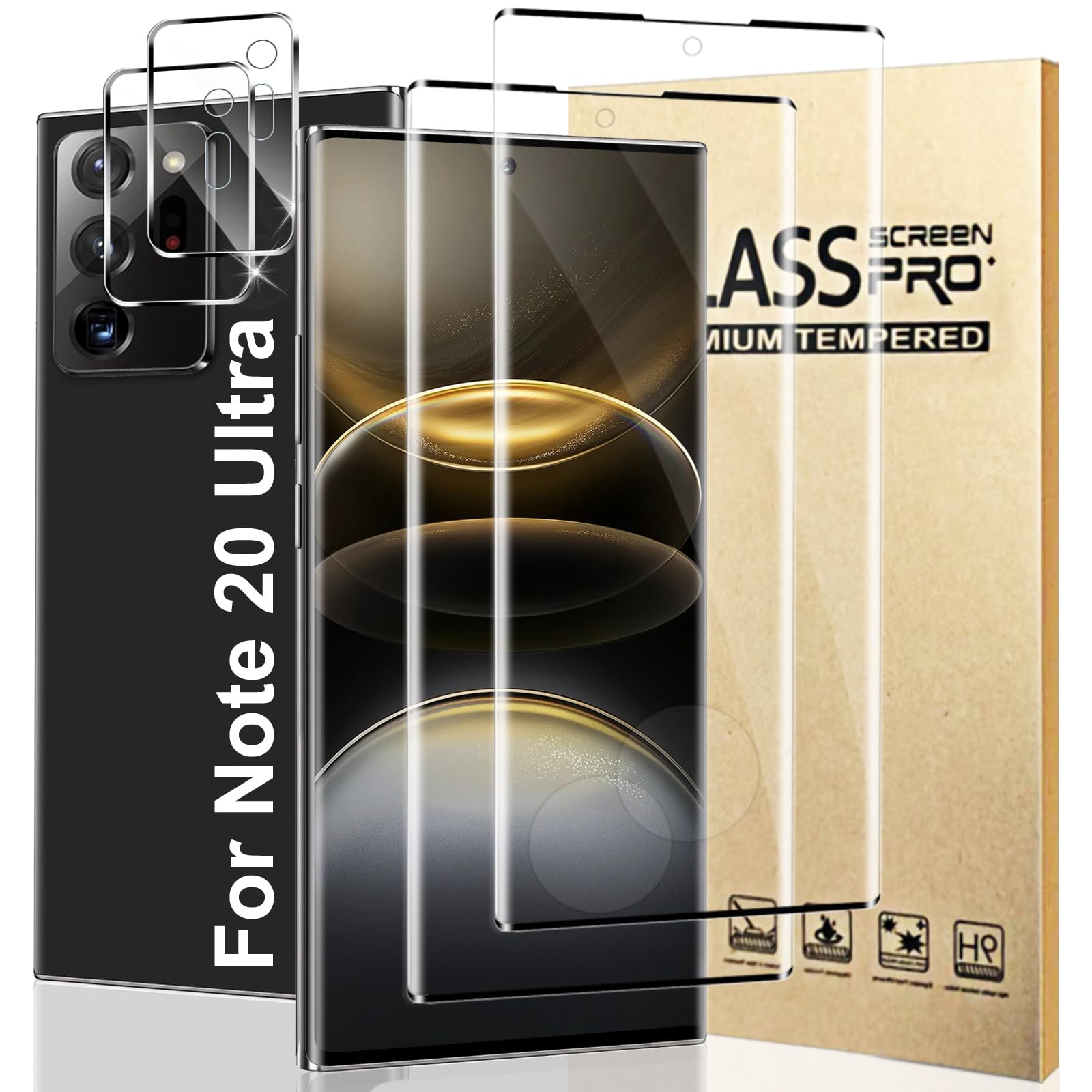 Photo 1 of [2+2 Pack] Galaxy Note 20 Ultra Screen Protector and Camera Protector, HD Clear 9H Tempered Glass Scratch Resistant, Fingerprint Unlock, Full Coverage, Bubble-Free for Easy to Install (6.9 Inch)