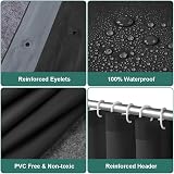 URAQT Shower Curtain PEVA 180x180cm Anti Mould Black 12 Hooks view 3