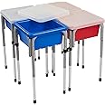 ECR4Kids 4-Station Sand and Water Adjustable Play Table, Sensory Bins, Blue/Red