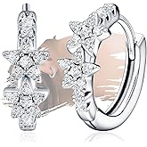 Sterling Silver Star Hoop Earrings for Women Hypoallergenic Cubic Zirconia Sparkling Lightweight Huggie Hoop Earrings Fashion Gifts for Wife Sister