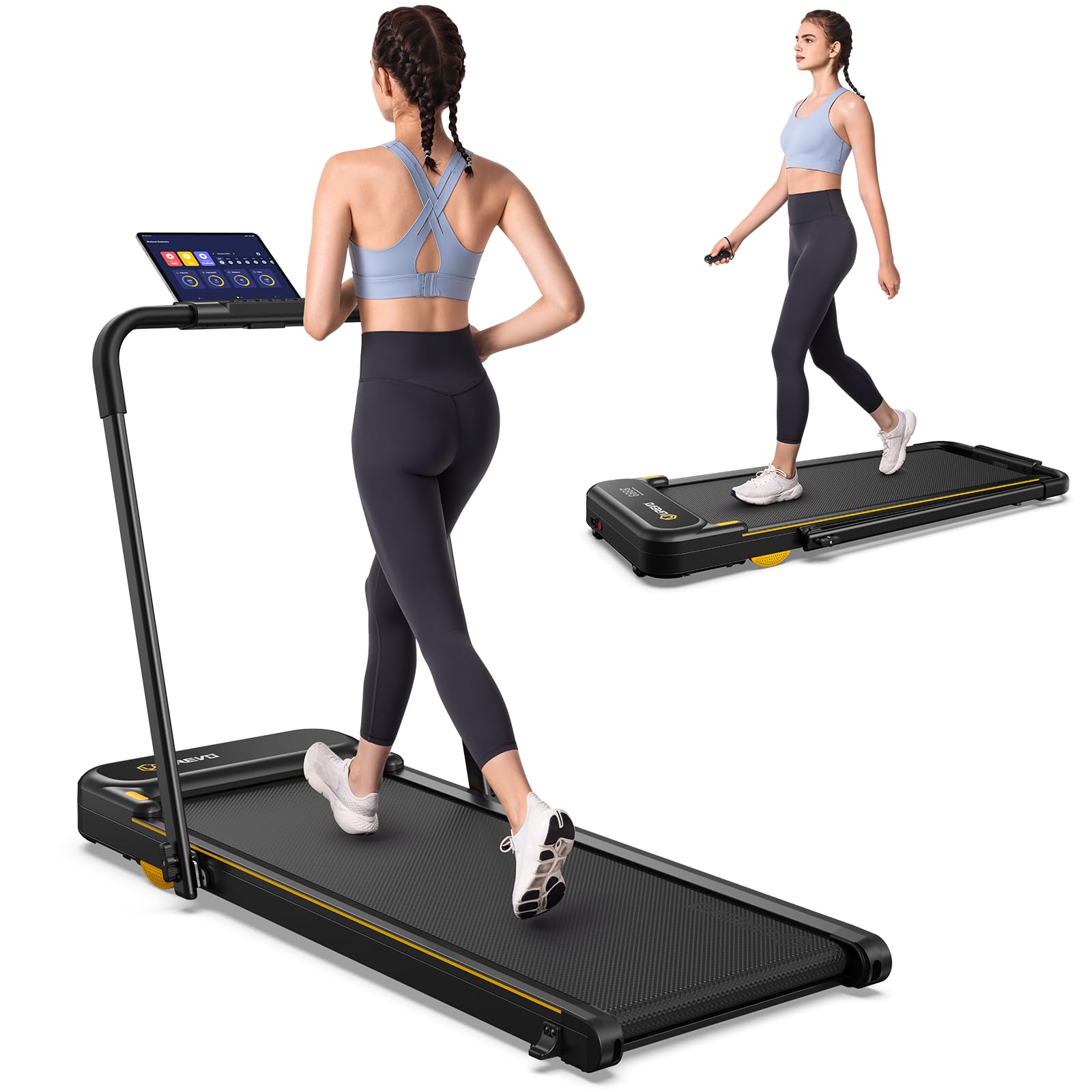 UREVO 2 In 1 Under Desk Treadmill, 2.5HP Folding Electric Treadmill