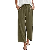 ANRABESS Women Wide Leg Capri Pants Summer Palazzo High Waisted Casual Loose Lounge Flowy Cropped Beach Trousers Work Outfits