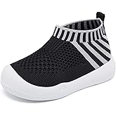 Engtoy Baby shoes Boys Girls Breathable Walking Sock Infant Shoes Baby First Walking Shoes Non-Skid Slipper Shoes With Soft Rubber Sole Toddle Sneaker, Black Twill, 12-15 Months Infant