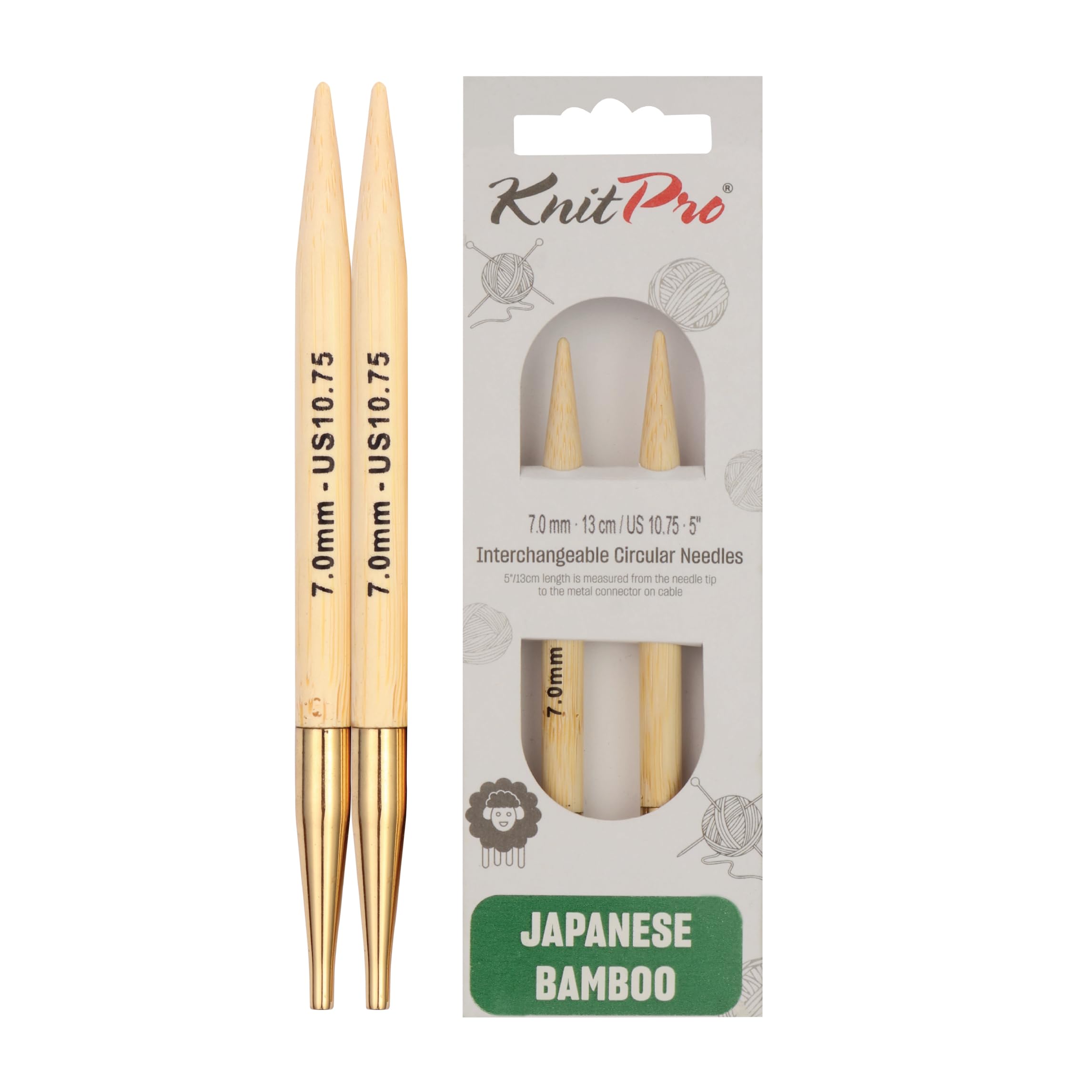 KnitPro Bamboo Interchangeable Circular Needles 5" (13cm) | 7.00mm