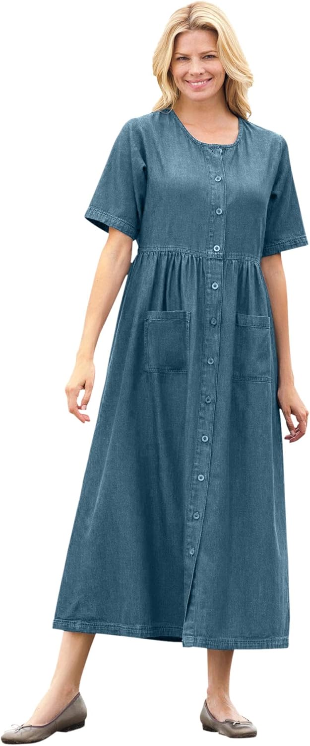 woman within denim dress