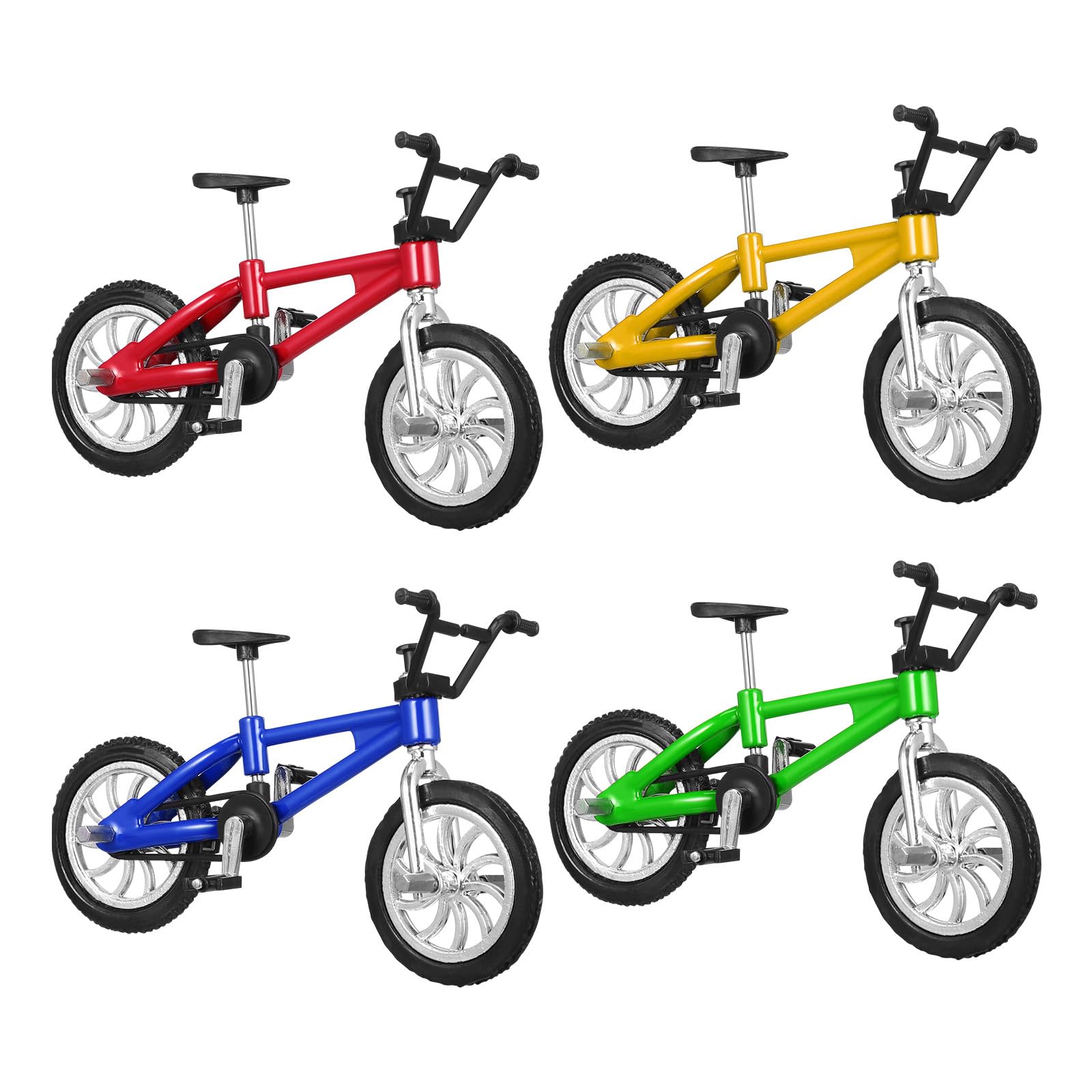 STOBOK 4Pcs 1:18 Mini Finger Bikes Bicycle Model Bike Toy Miniature Racing Bicycle Toy for Game Cool Boy Home Decoration