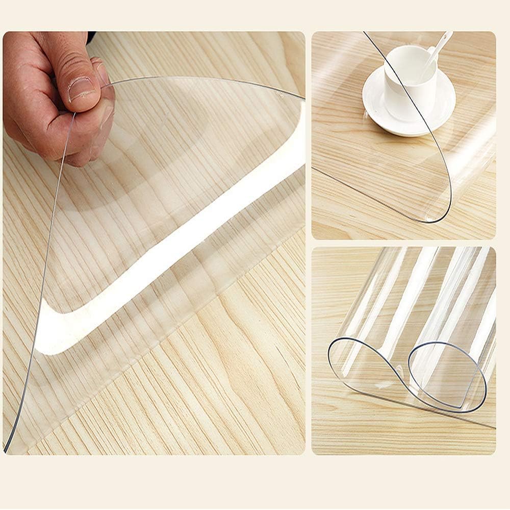 Clear Plastic Table Cover Protector - Rectangular Vinyl Roll for use as Kitchen Dining Room Table Cloth, Desk Pad, Kitchen and Floor Mat, Outdoor Party Tablecloth, Picnic Mat, Carpet Cover (60"x36"): Kitchen & Dining