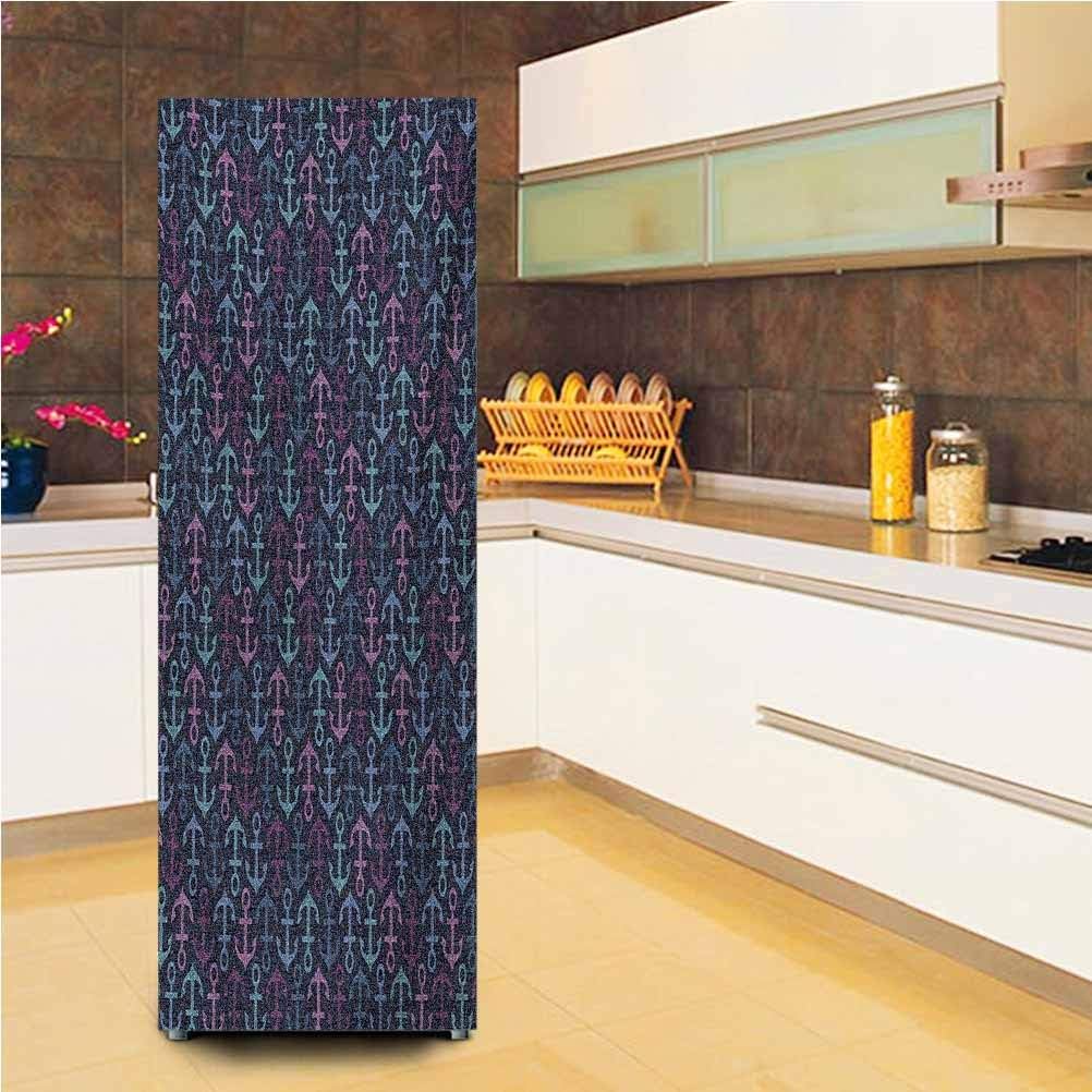 Ira FRANKLIN backgrounds 3D Door Fridge DIY Stickers,Stylized Icons Up and Down Oceanic Design Elements Cruise Holiday Maritime Theme Vinyl Wall Decal Hallway Mural,24x70,for Home Decor,Multicolor