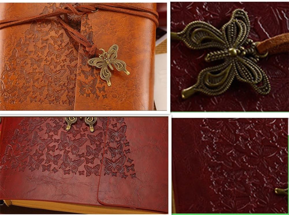 2017 Vintage Butterfly and The Princess Leather Notebook Writing Books Journal Diary PU Cover Ring Binder for Men Women A6(Blue) - Image 5