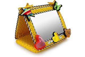 Genius Baby Toys Tummy Time Mirror for Crib and Floor in Yellow with 3D Star, Heart