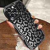 MOWIME Compatible with iPhone 16 Pro Max Case, Cheetah Print Shockproof Wave Edge Soft TPU Protective Cover for Women Girls, Slim Anti Scratch Case for iPhone 16 Pro Max 6.9 Inch, Black