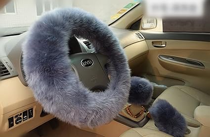 Satz 3 Stück Lenkradhülle Lange Wolle Plüsch Lenkradbezug für Auto Zubehör