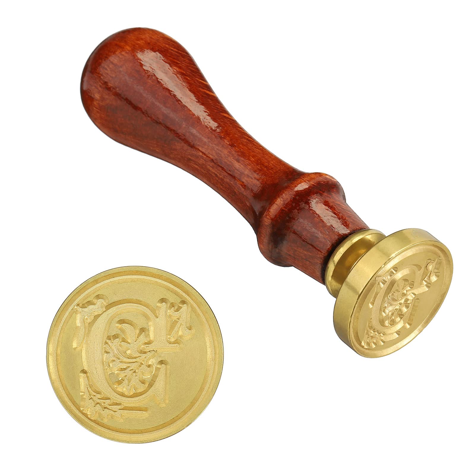PATIKIL Letter Wax Seal Stamp, Alphabet G Wooden Handle 25mm Removable Retro Brass Head Classic Sealing Stamp for Envelope Invitation Card Wedding Gift Decoration