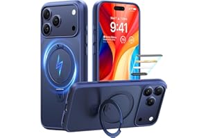 TORRAS Ostand Magnetic for iPhone 17 Pro Case, Fit for MagSafe, 4X Military Drop Protection, Camera Control, Slim Phone Case for iPhone 17 Pro with Kickstand, Translucent Matte Cover 6.3", Deep Blue