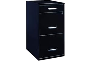 Space Solutions - 3 Drawer Fully Assembled Steel File Cabinet, Home & Small Office Use, Fits Under Most Desks, Letter-Size, Small Supply Drawer, Locking, Black
