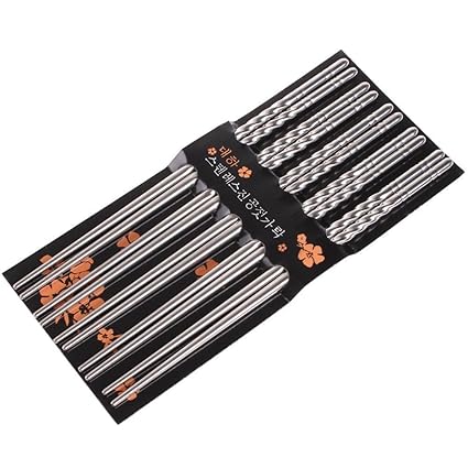 Cozyswan 5 Paar 10stk Edelstahl Essstäbchen