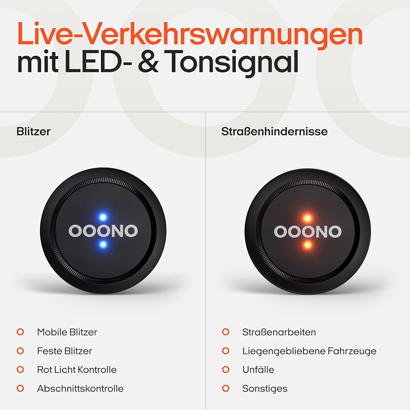 Co-Driver NO1: Warnt vor Tempo-Kontrollen und Gefahren im Straßenverkehr in Echtzeit - Automatisch aktiv nach Verbindung zum Smartphone über Bluetooth