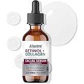 Alozera Retinol Collagen Serum with Stem Cells for Face & Neck, Anti Aging Wrinkle Serum for Firmer, Tighter, Smoother & Renewed Skin, Concentrated, Gentle & Effective, Day & Night