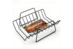 GESTONE Roasting Rack for Turkey, Non-Stick Safe Coating Heavy-duty Turkey Rack for Roasting Pan, 2-in-1 Rib Rack for Smoker Grill, Roasting Rack Insert for Smokers, Oven Cooking
