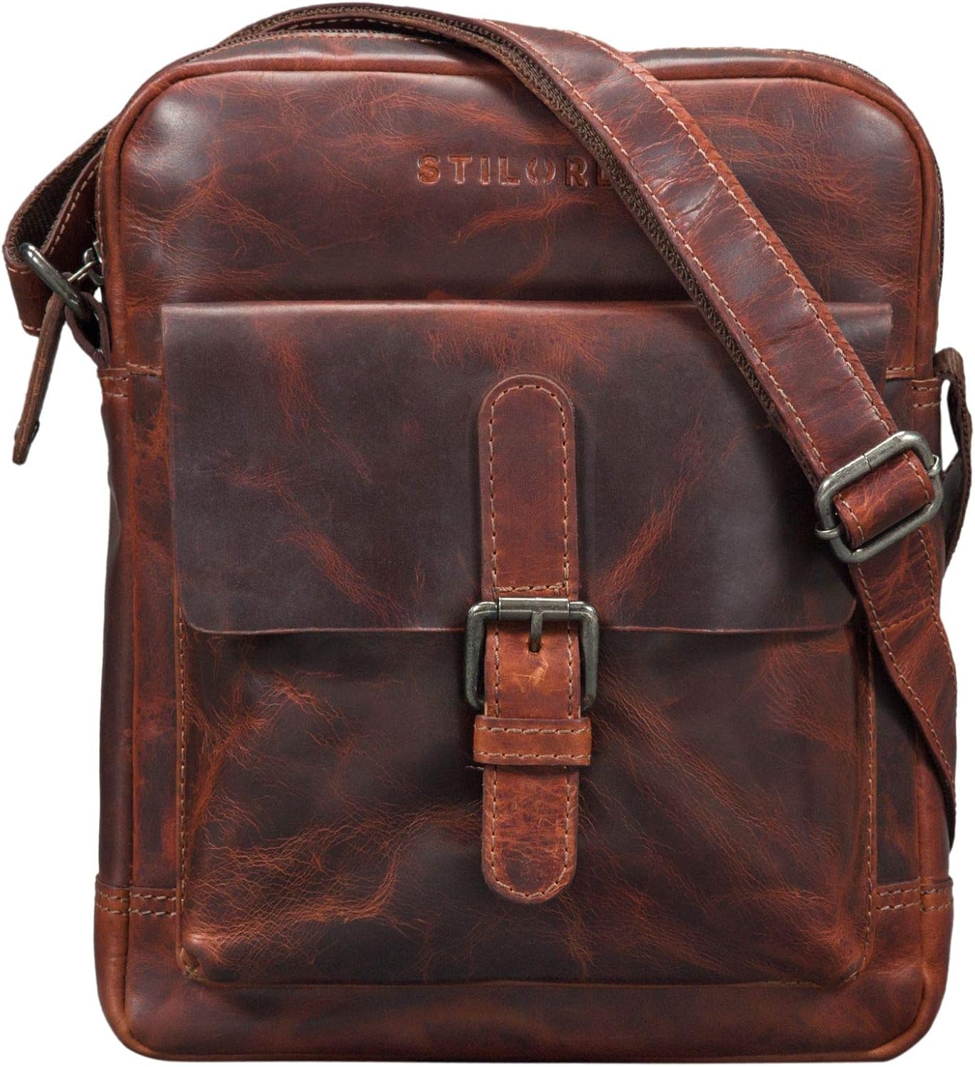 STILORD "Luan" Small Shoulder Bag Leather Vintage for Women and Men Messenger Bag with Tablet Compartment 10.1 Inches Cross Body Bag in Genuine Leather Colour:Milano