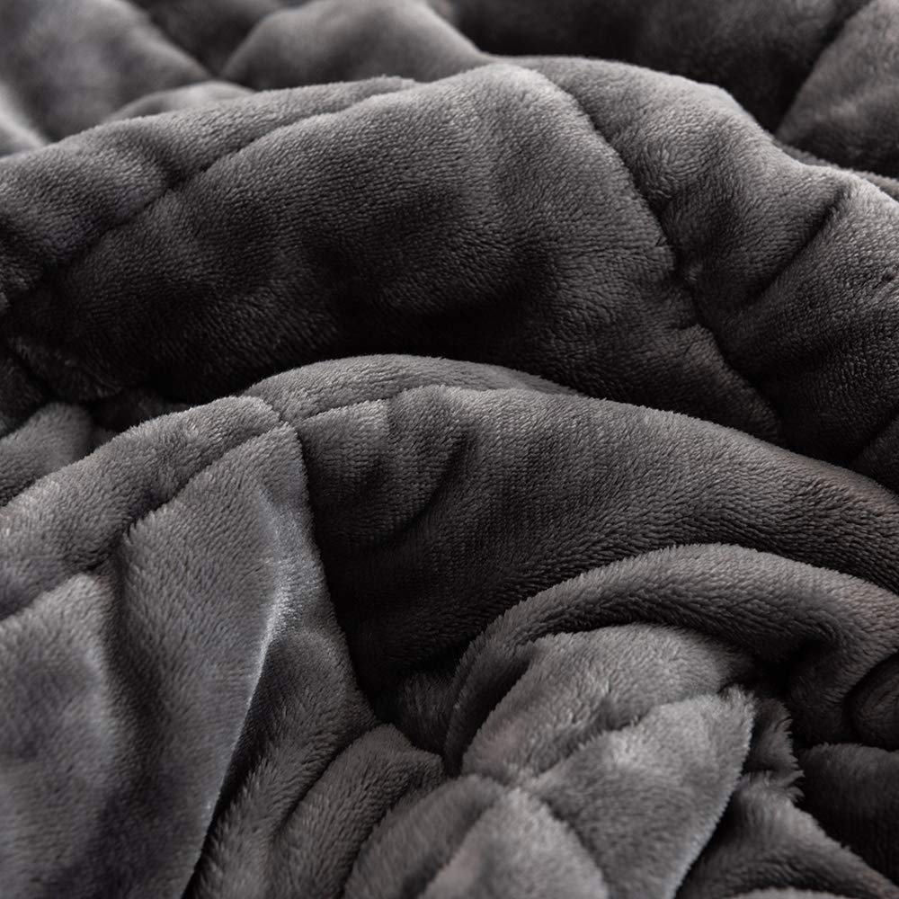 BUZIO Sherpa Fleece Weighted Blanket for Adult, 20 lbs Heavy Fuzzy Throw Blanket with Soft Plush Flannel, Dual Sided Queen Size Cozy Fluffy Blanket, 60 x 80 inches, Grey