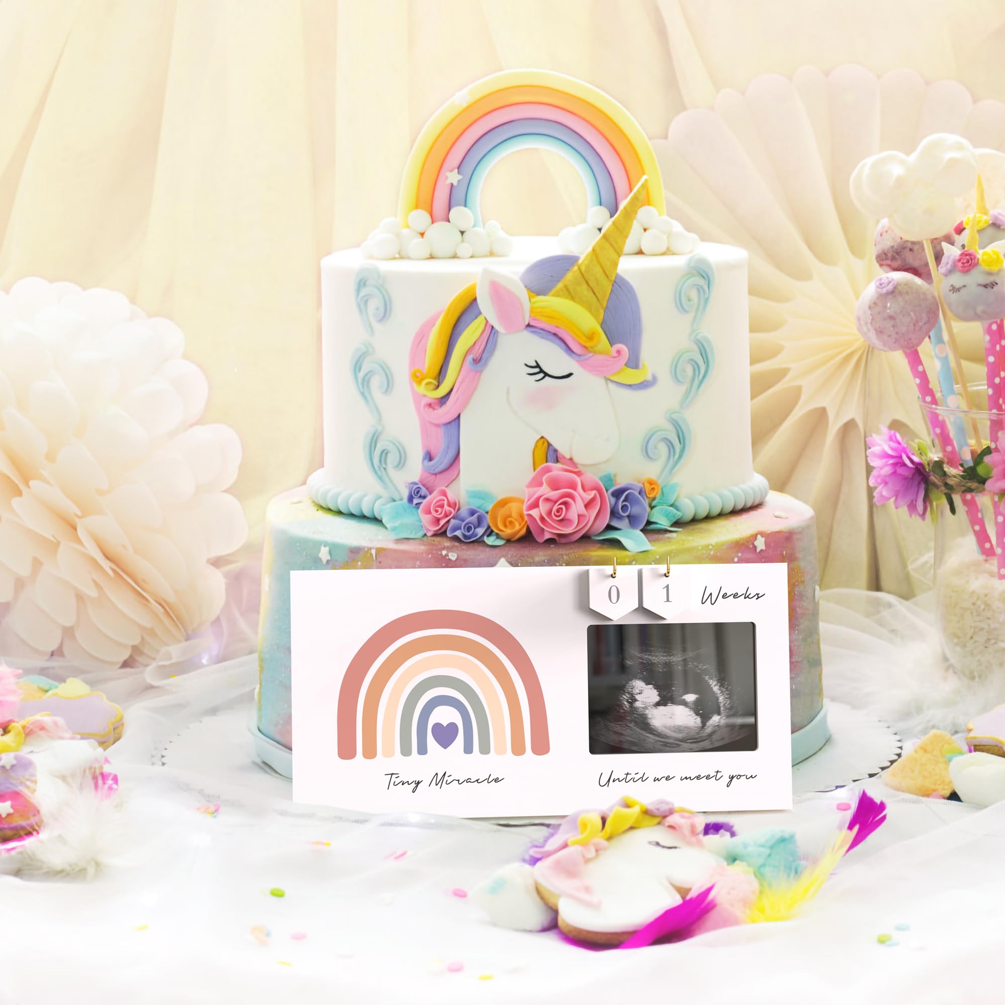 Rainbow Baby Sonogram Picture Frame Countdown Weeks, Pregnancy Announcement Ideas, 4