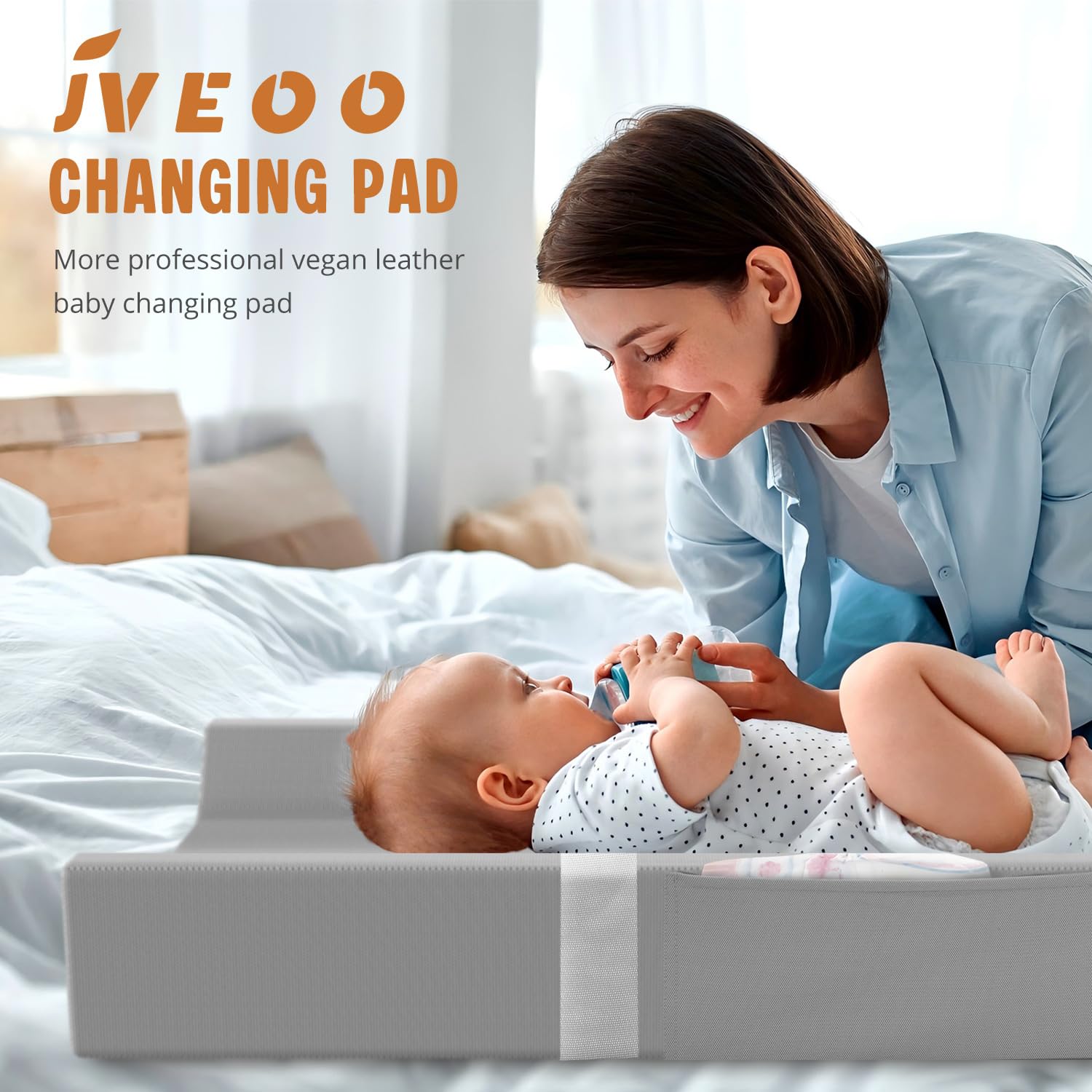 Vegan Leather Baby Changing Pad, Waterproof & Wipeable Soft Diaper Changing Mat 32