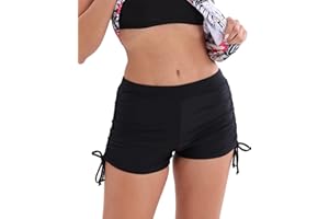 Aucute Womens Swim Shorts High Waisted Tankini Swimsuit Bottoms Side Adjustable Tie Beach Boyshorts Swimming Board Shorts
